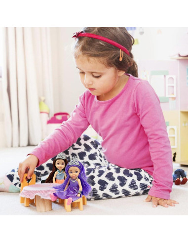 Juego de Muñecas Princesa Pequeñas - 6 Figuras con Tiara