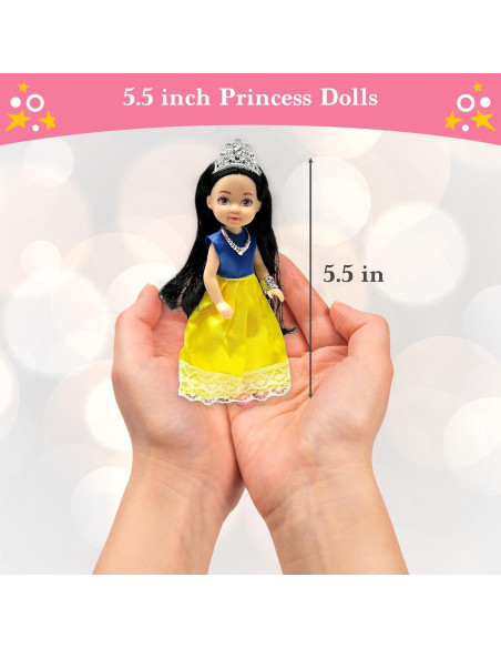 Juego de Muñecas Princesa Pequeñas - 6 Figuras con Tiara