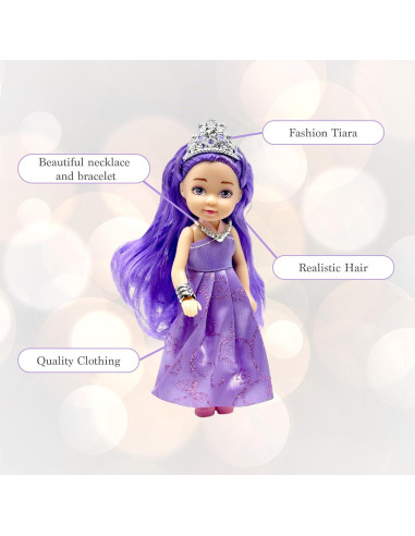 Juego de Muñecas Princesa Pequeñas - 6 Figuras con Tiara