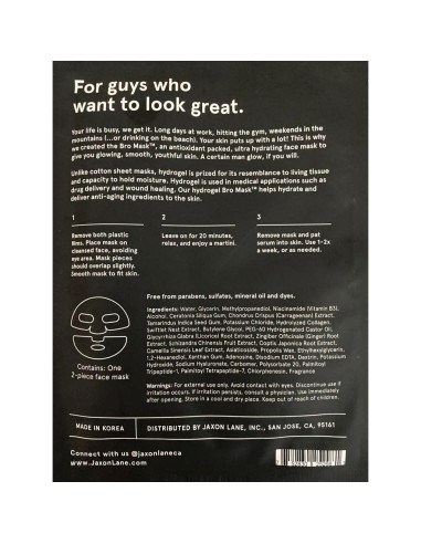 Mascarilla Facial Hidratante Jaxon Lane para Hombres - 2 Pzs