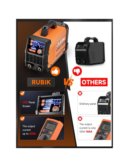 Soldador Stick Rubik MMA 225A Pantalla Digital 110V/220V