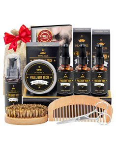 Kit de Barba FULLLIGHT TECH con Aceite, Jabón y Tijeras