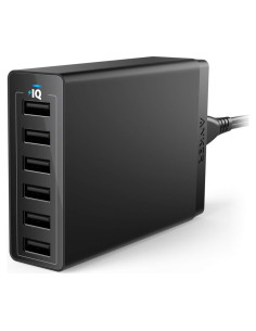 Cargador Anker PowerPort 6, 60W, 6 Puertos USB, Negro
