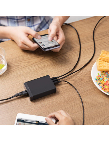 Cargador Anker PowerPort 6, 60W, 6 Puertos USB, Negro