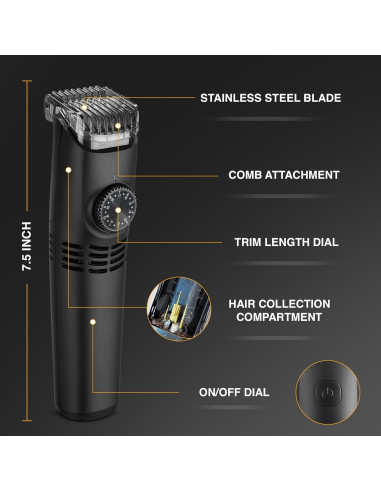 Recortadora de Barba Vacutrim Sin Cable 20 Longitudes Negra