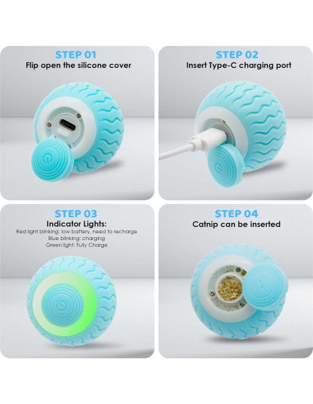 Bola Interactiva para Gatos PAKOO Eléctrica LED 4,57cm