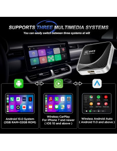 Adaptador Inalámbrico 3-en-1 TERUNSOU CarPlay y Android Auto 2