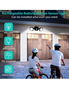 Luz de Sensor de Movimiento iThird LED Recargable 6000mAh Negra 2