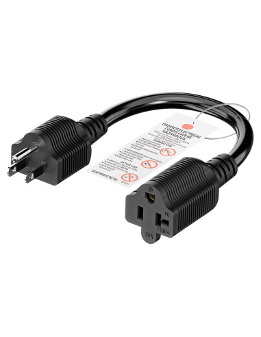 Adaptador de Enchufe AC 15A a 20A Plugrand 32cm Negro