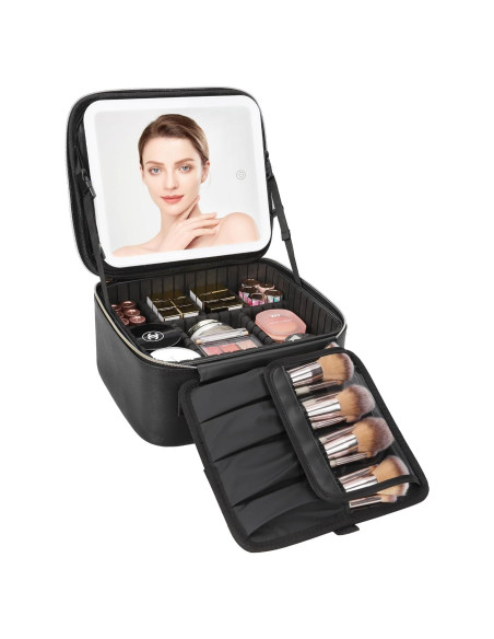 Bolsa de Maquillaje RELAVEL con Espejo LED y Divisores