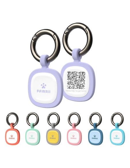 Etiqueta Identificación Mascotas Pawaii QR Silicona Púrpura Etiqueta Identificación Mascotas Pawaii QR Silicona Púrpura