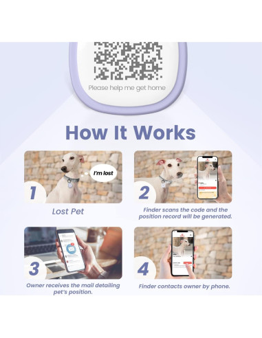 Etiqueta Identificación Mascotas Pawaii QR Silicona Púrpura