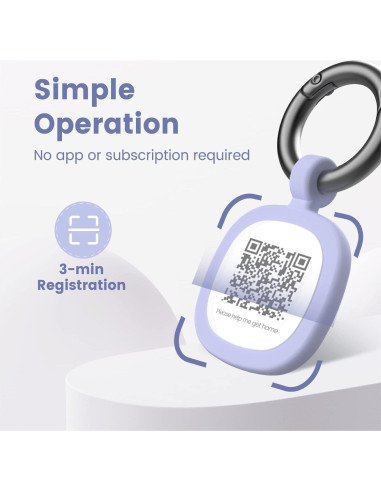 Etiqueta Identificación Mascotas Pawaii QR Silicona Púrpura