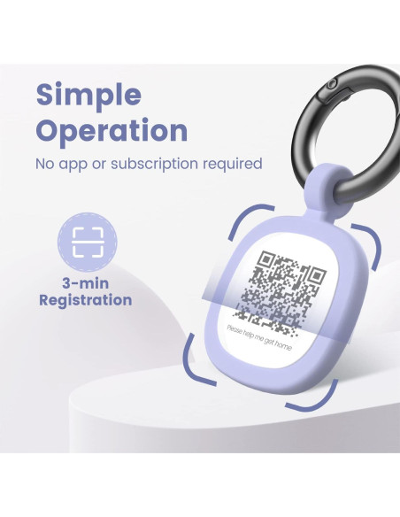 Etiqueta Identificación Mascotas Pawaii QR Silicona Púrpura Etiqueta Identificación Mascotas Pawaii QR Silicona Púrpura