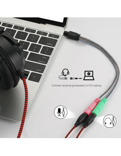 Divisor de Micrófono y Auriculares MillSO 3.5mm TRRS a TRS 2