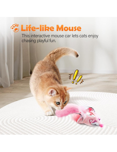 Juguete Interactivo para Gatos Migipaws Rosa - Ratón Automático