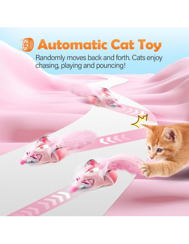 Juguete Interactivo para Gatos Migipaws Rosa - Ratón Automático