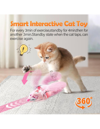 Juguete Interactivo para Gatos Migipaws Rosa - Ratón Automático