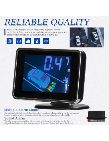 Sistema Radar Estacionamiento Mulcort 8 Sensores LCD 300-2500mm