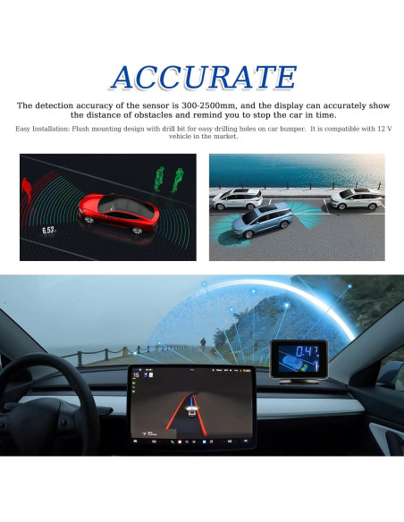 Sistema Radar Estacionamiento Mulcort 8 Sensores LCD 300-2500mm
