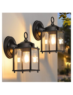 Lámpara de Pared Exterior MATAMEYE Negra con Vidrio Bevelado