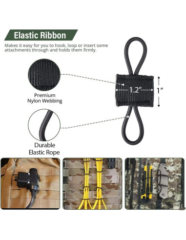 Cinta de Sujeción Molle GearHill 12 Piezas Nylon Negro