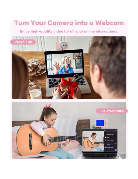 Cámara Digital WONNIE 56MP Rosa con Zoom 16x y 32GB
