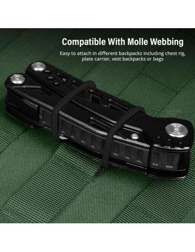 Cinta de Sujeción Molle GearHill 12 Piezas Nylon Negro