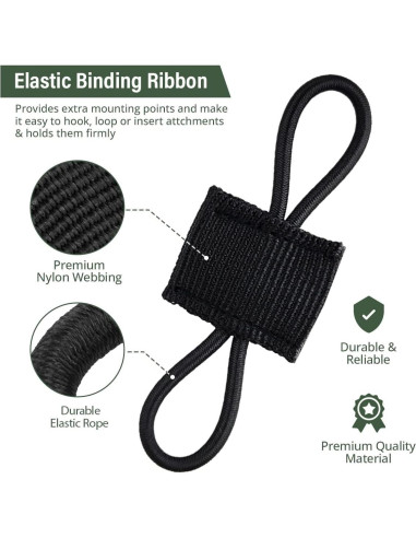 Cinta de Sujeción Molle GearHill 12 Piezas Nylon Negro