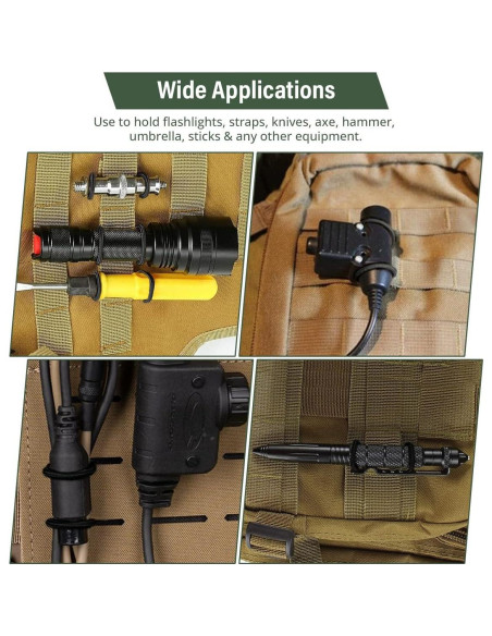 Cinta de Sujeción Molle GearHill 12 Piezas Nylon Negro