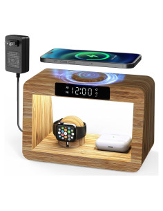 Estación de Carga Inalámbrica Alltripal con Reloj y Luz