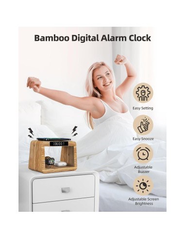 Estación de Carga Inalámbrica Alltripal con Reloj y Luz