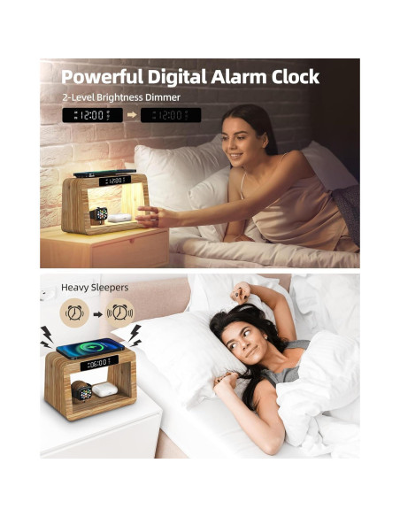 Estación de Carga Inalámbrica Alltripal con Reloj y Luz