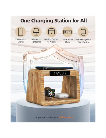 Estación de Carga Inalámbrica Alltripal con Reloj y Luz