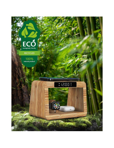 Estación de Carga Inalámbrica Alltripal con Reloj y Luz