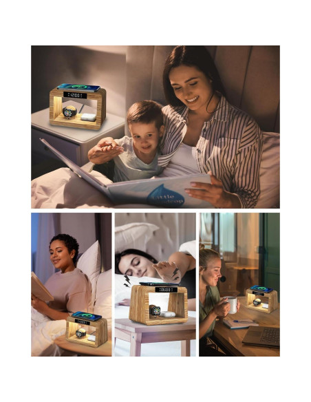 Estación de Carga Inalámbrica Alltripal con Reloj y Luz