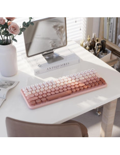 Teclado Bluetooth UBOTIE Retro 100 Teclas Degradado Durazno 2