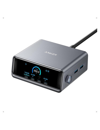 Cargador Anker Prime 250W USB-C 6 Puertos Pantalla LCD