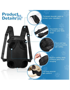 Mochila Transportadora YUDODO para Perros Pequeños Negra 2