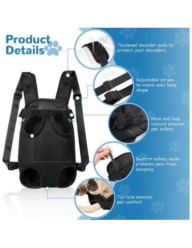 Mochila Transportadora YUDODO para Perros Pequeños Negra