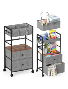 Carro Organizador de Pañales GLISWAM 4 Niveles Móvil con Cajones