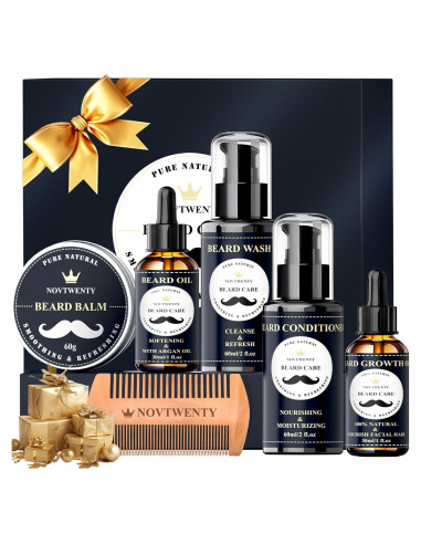 Kit de Crecimiento de Barba Novtwenty 7 Piezas Cuidado Completo