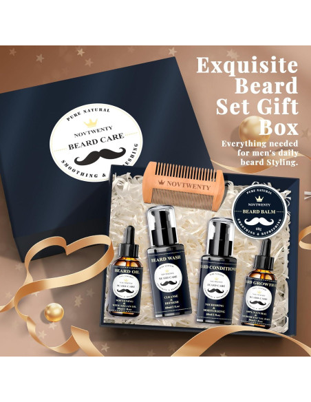 Kit de Crecimiento de Barba Novtwenty 7 Piezas Cuidado Completo