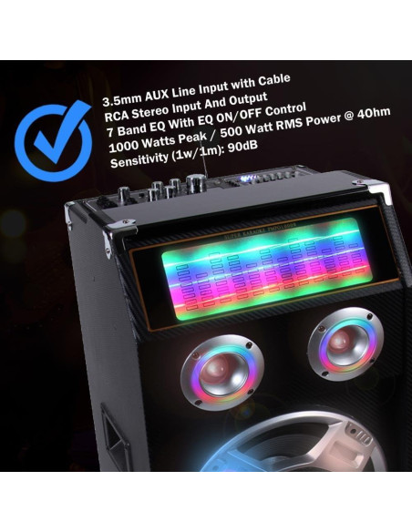 Altavoz PA Activo Pyle PSUFM1035A 1000W Bluetooth DJ