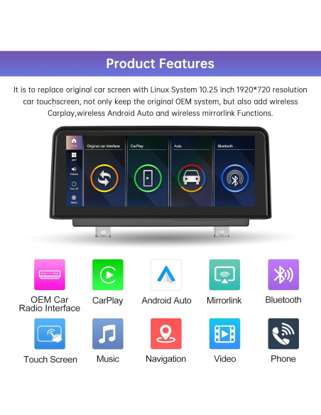 Pantalla Táctil 10.25" Road Top para BMW Serie 3/4 2012-2015 Pantalla Táctil 10.25" Road Top para BMW Serie 3/4 2012-2015