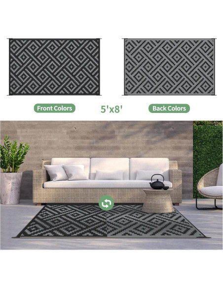 Alfombra Exterior GENIMO 5x8' Impermeable Reversible