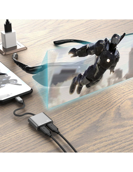 Adaptador USB-C KIHENG para gafas AR y carga 100W