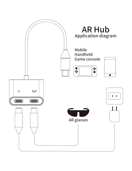 Adaptador USB-C KIHENG para gafas AR y carga 100W