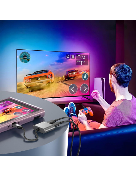 Adaptador USB-C KIHENG para gafas AR y carga 100W