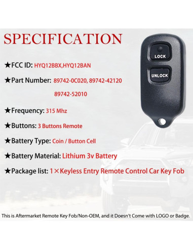 Control Remoto MechanMagic para Toyota y Scion 1999-2009